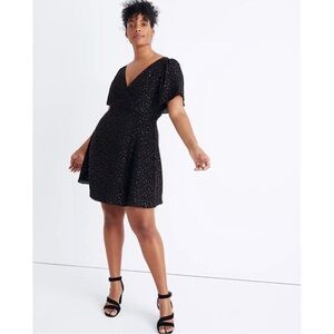 Madewell Cape-Sleeve Mini Dress in Metallic Dots